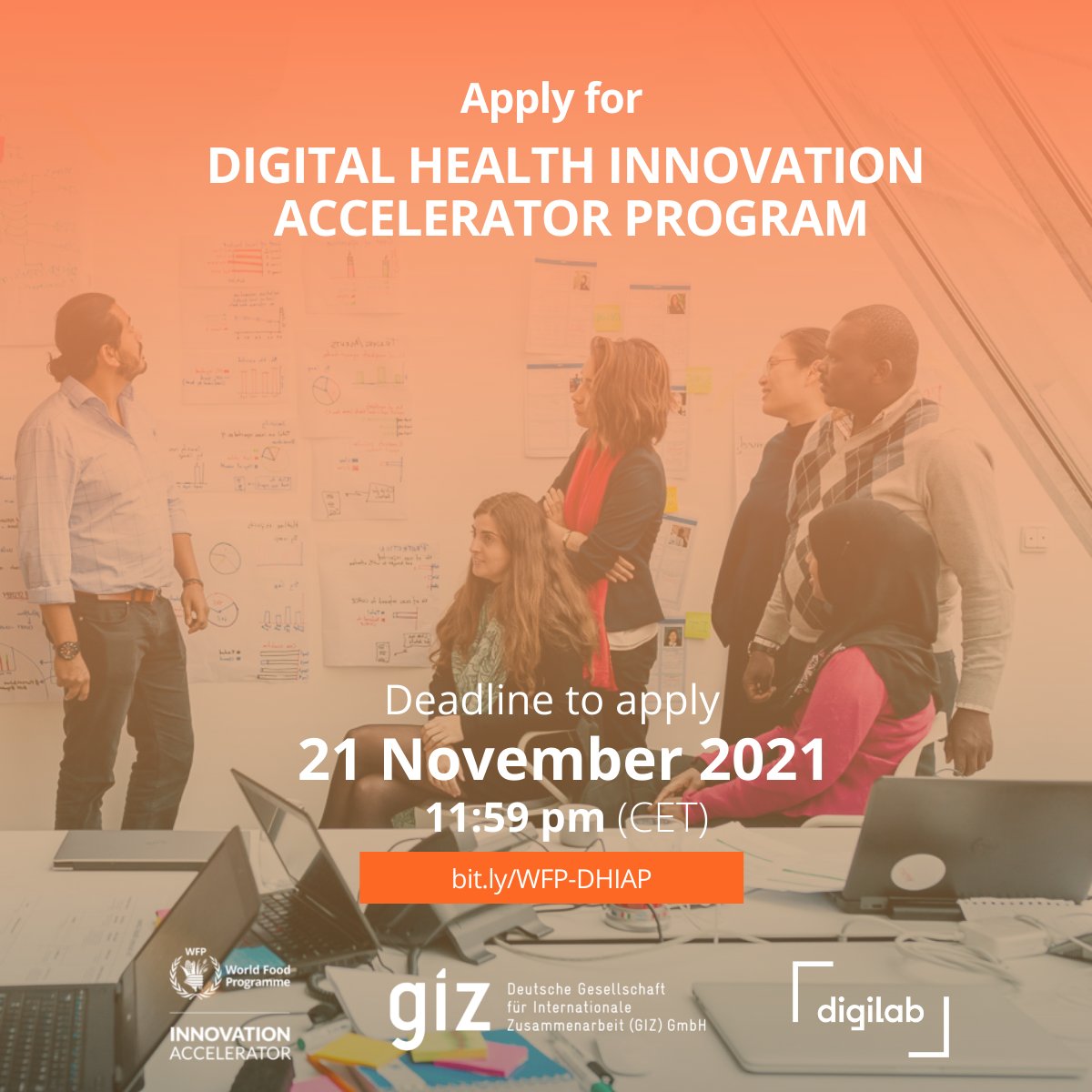 📢 CALL FOR APPLICATIONS!

<a href="/WFPInnovation/">WFP Innovation</a> + <a href="/giz_gmbh/">GIZ</a> have partnered to launch the Digital #Health #Innovation Accelerator Program 💉

Does your #digital innovation support #pandemic preparedness in low- and middle-income countries? 📲

Yes? APPLY NOW ➡️ bit.ly/WFP-DHIAP