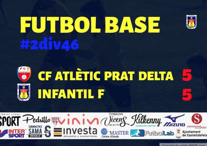 uecastelldefels's tweet photo. #FutbolBaseUEC | 🟡🔵
⏸️ @AtletiPratDelta - INFANTIL F: 5-5 (Steven, Dani Toledo, Manel, Arnau Correa, Fikry)
#SomHiGrocs #2div46 #IF https://t.co/k5jmG6ic0N