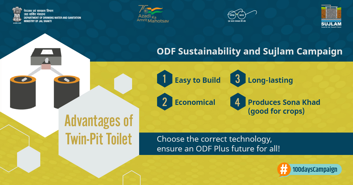 swachhbharat's tweet photo. A twin-pit #toilet has multiple benefits! Read about them below and make sure to use the appropriate #sanitation technology for the construction of your #toilet. 

#Sujlam #100daysCampaign #AmritMahotsav 

@PMOIndia @gssjodhpur @prahladspatel @Bishweswar_Tudu @ArunBaroka https://t.co/tPUotz0qU3