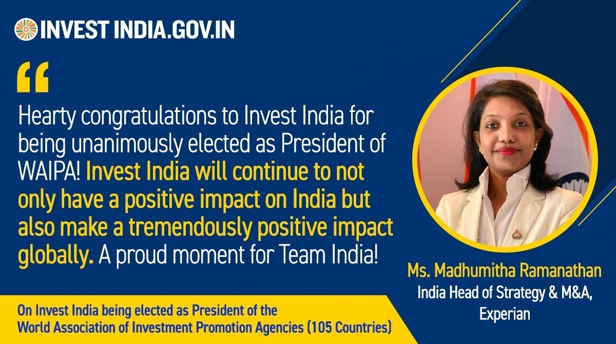 investindia's tweet photo. #WorldTrustsIndia 

Thank you, Ms. Madhumitha Ramanathan for your encouragement! 

#ThankYouPMModi #NewIndiaForANewDecade #InstitutionsOfExcellence #WAIPA #WIC21 @WAIPAorg @PMOIndia @MadhumithaPR @Experian https://t.co/4OXDmO0RAn