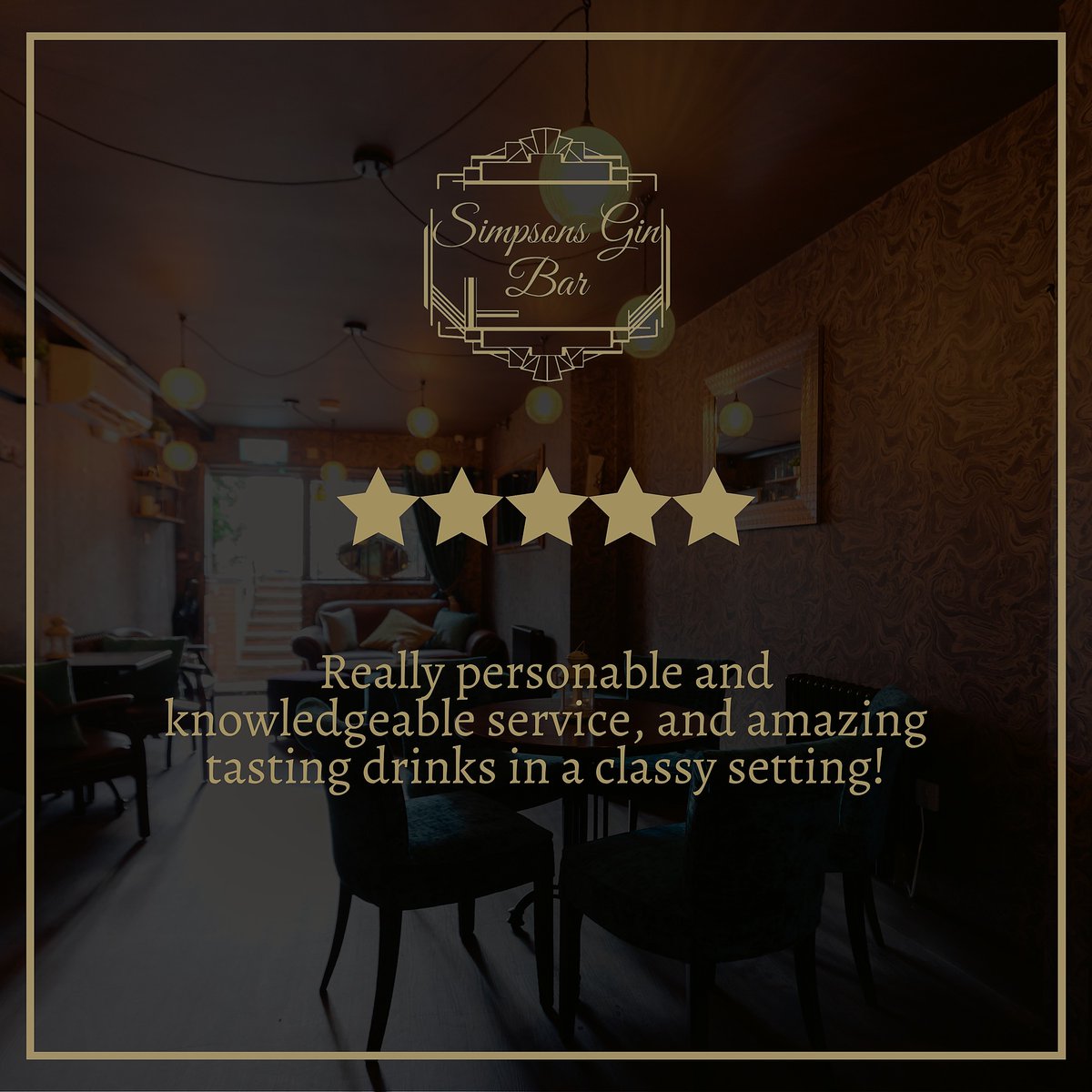 SimpsonGinBar's tweet photo. Check out this amazing 5️⃣⭐ review from one of our lovely customers! 

For more information on pre-booking a table or any events coming up, get in touch: contact@simpsonsbar.com 

#simpsonsginbar #simpsonsbar #suttoncoldfield #gin #ginbar https://t.co/J9PJQ1ZyzE