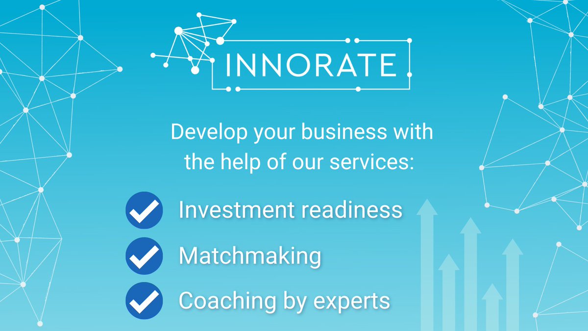 🔍 As an #SME or an innovative project, looking for funding may be cumbersome.

We are here to help 🤝 InnoRate offers tailor-made #investment readiness and #matchmaking services to develop the capacity of your business ↗️

Discover InnoRate’s services 👉 cutt.ly/tRcVq7W
