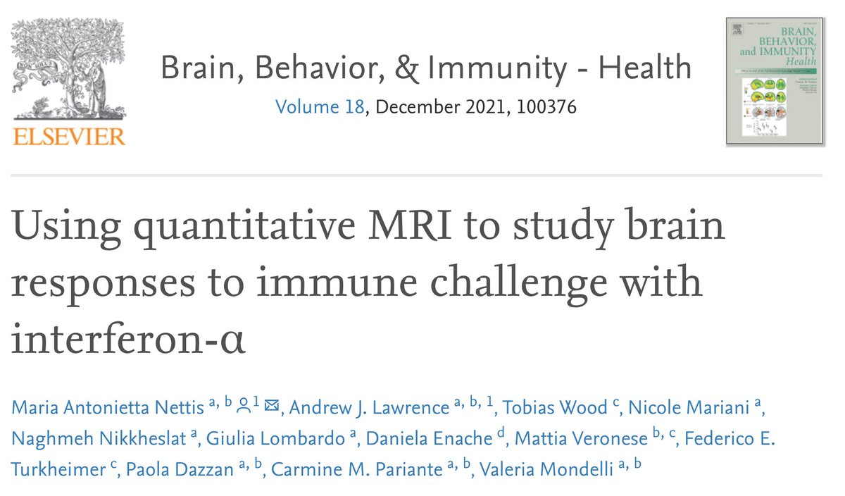 MondelliValeria's tweet photo. Our NEW paper using quantitive MRI to study #brain 🧠response to peripheral #inflammation is out!
👇
https://t.co/Eu7QIbgWk5

Amazing collaboration #Immunopsychiatry #Neuroimaging 🤩

@NIHRMaudsleyBRC @KingsIoPPN @EttaNettis @spinicist @ParianteLab @_A_J_Lawrence @BBI_Health https://t.co/EGMVNrgLmc