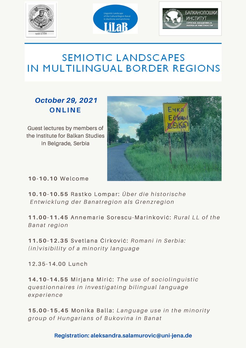 LiLaB10's tweet photo. Join us on Friday, 29th. 👇 Banat as a #BorderRegion, specifics of #ruralLL, #Romani and #Hungarian, and some methodological issues #LiLaB #SemioticLandscapes #Research @LukasEib @AnneSorescu @Cirkovic_Sv @BoppValeska https://t.co/3Z5Zfuzt6G