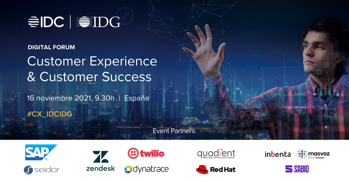 ¿Interesad@ en ser patrocinador? Link directo para conocer los slots disponibles en el evento #CX_IDCIDG: ow.ly/IIWJ50GusEw | Sponsors confirmados: <a href="/Quadient/">Quadient</a> , <a href="/RedHatIberia/">Red Hat Iberia</a> , <a href="/Inbenta_es/">Inbenta España</a> , @masvoz y <a href="/Sabio_Spain/">Sabio España</a> . | @IDG_Spain <a href="/ComputerworldES/">ComputerWorld España</a> <a href="/ciospain/">CIO España</a> <a href="/IDG_tv/">IDg_TV</a> | #CX