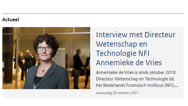 NedForInst's tweet photo. 'Er is vraag naar steeds meer en sneller forensisch onderzoek, omdat de politie hiermee eerder een verdachte kan oppakken.' #NRGD interviewt Annemieke de Vries, directeur Wetenschap en Technologie, over de forensische vraag van morgen en slimmer werken. https://t.co/dbUkYgpKQf https://t.co/9piKGtm3AE