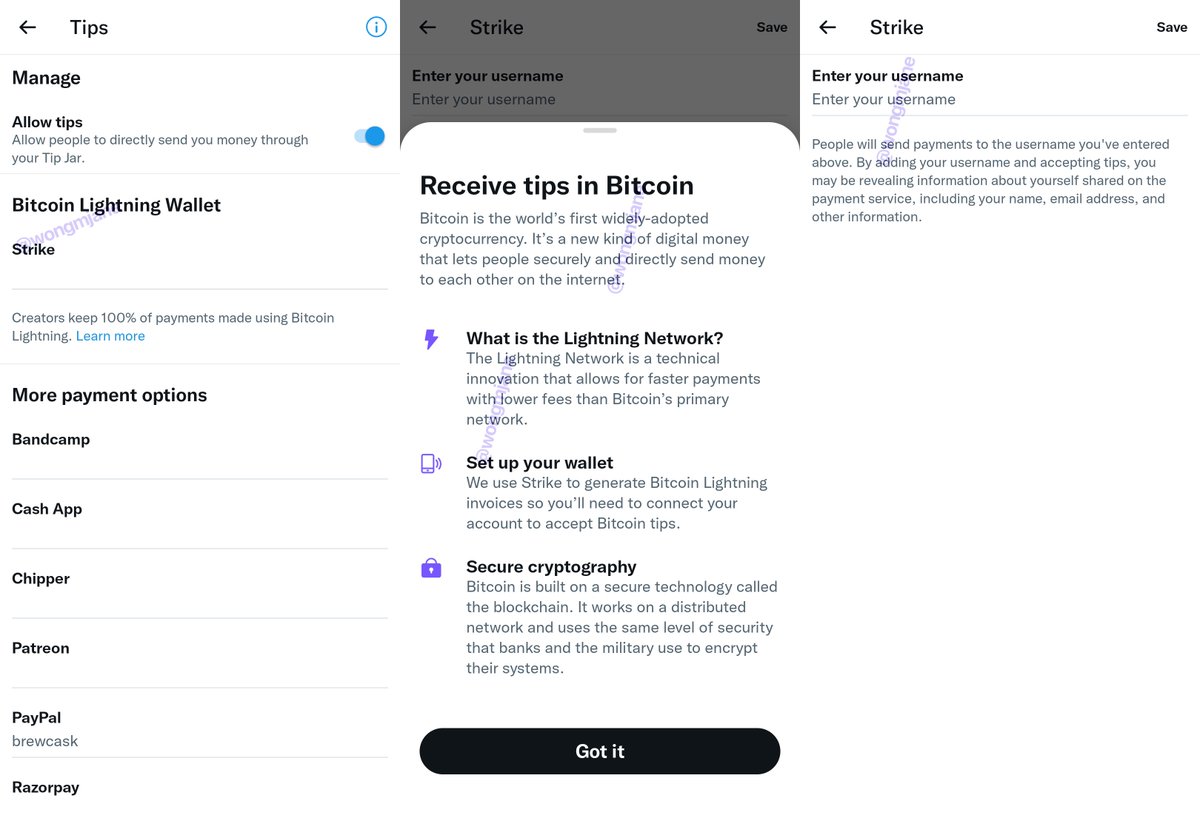 BitcoinMagazine's tweet photo. JUST IN — Twitter is testing Android #Bitcoin Lightning tipping ⚡️ https://t.co/Og6ubhoNd0