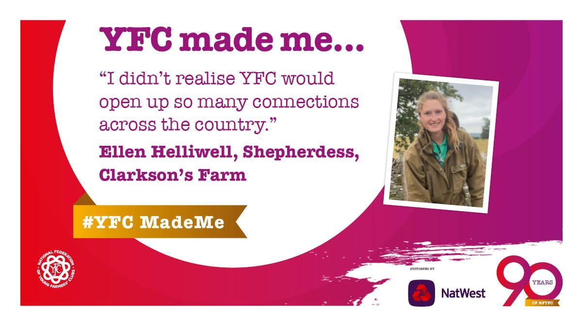 No stranger to a celeb farmer, @shepherdess23 works for @AdamHenson & @JeremyClarkson, and stars on hit show @ClarksonsFarm 🙌 🐑 Former YFC member Ellen shares her #YFCMadeMe story for #NationalYoungFarmersWeek, supported by @NatWestBusiness.😀 👉buff.ly/3Egb1VB