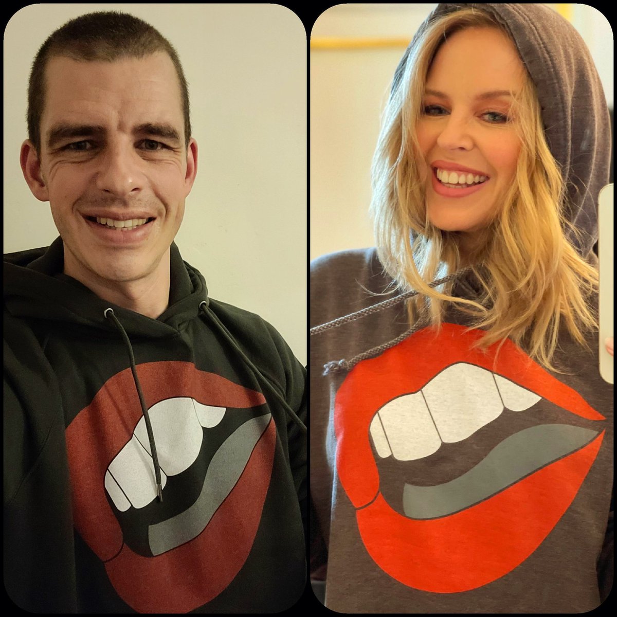 LoveisLove_2020's tweet photo. The moment when you realise that you have the same wardrobe as @kylieminogue 😂😂 but #Kylie I've got my FEVER hoodie on and it’s NOT coming off in a hurry! 💋 #Fever20 #hoodie #KylieMinogue https://t.co/axg8NpHizM