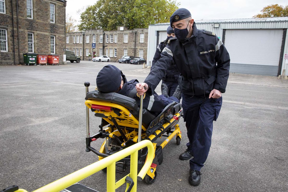 Sailors during training with the NHS to become ambulance drivers