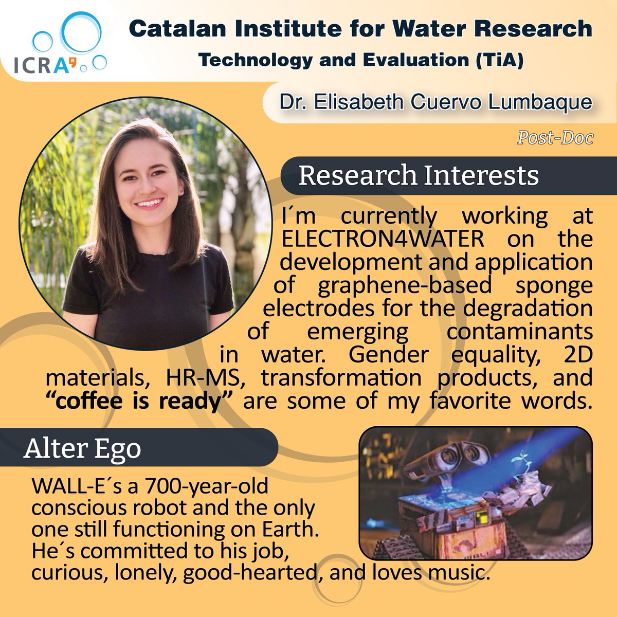 This week we introduce Elisabeth who works with #electrochemistry and #analyticalchemistry. #WomenInSTEM #Wastewater #environmental #research #science
