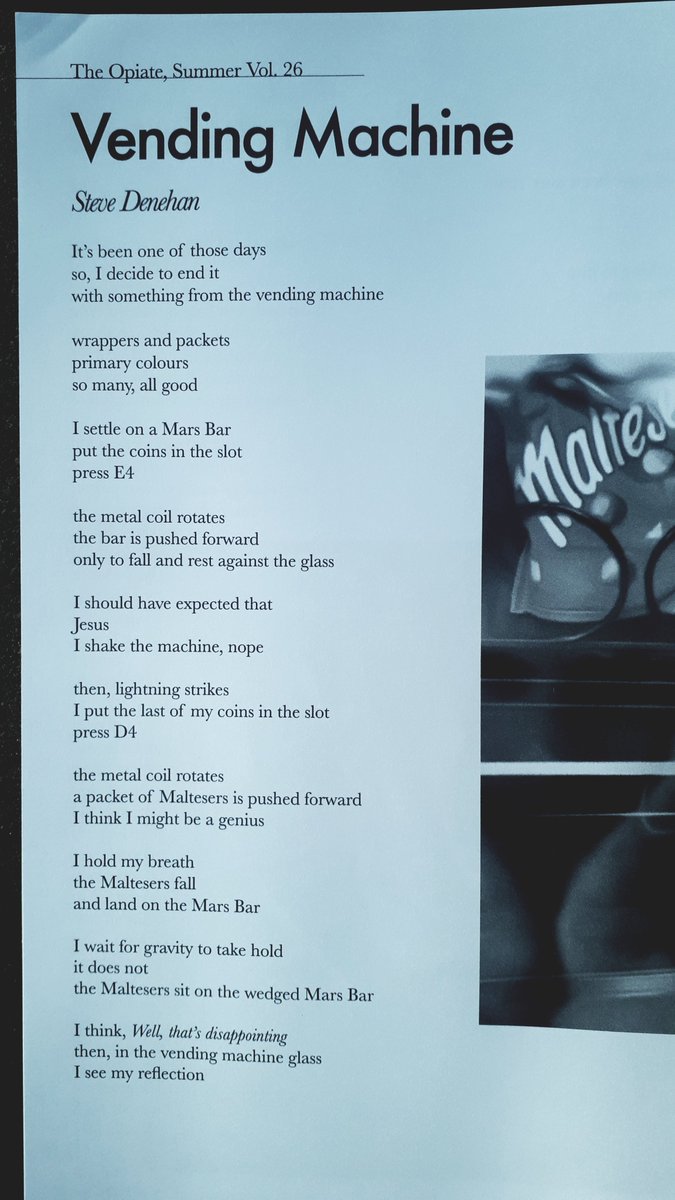 SteverinoD's tweet photo. I'm sure I'm not supposed to have favourite poems that I have written but I always got a kick out of this one. It was published in the summer issue of The Opiate. :) https://t.co/lDQ49xt5mK