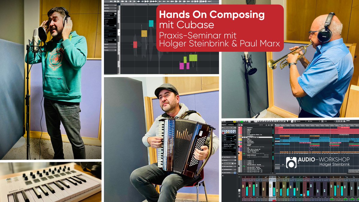 tsching's tweet image. Das Hands On Composing mit Cubase-Seminar ist leider schon wieder vorbei - alle Teilnehmer haben unter der Anleitung der Dozenten Holger Steinbrink und Paul Marx einen eigenen Song geschrieben. Der nächste Termin steht aber schon fest: audio-workshop.net/hands-on-compo…