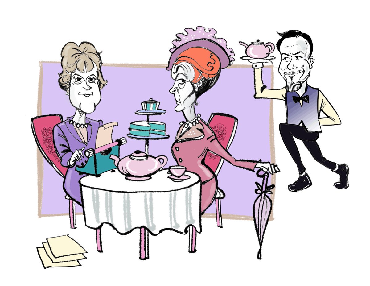 ScribesLike's tweet photo. An illustration for a lovely friend who's vision of Angela Lansbury and Maggie Smith at tea at Fortnum's was a pleasure to do! @DowntonAbbey #maggiesmith #angelalansbury @Fortnums #retroboy https://t.co/rUKzWIxwkd