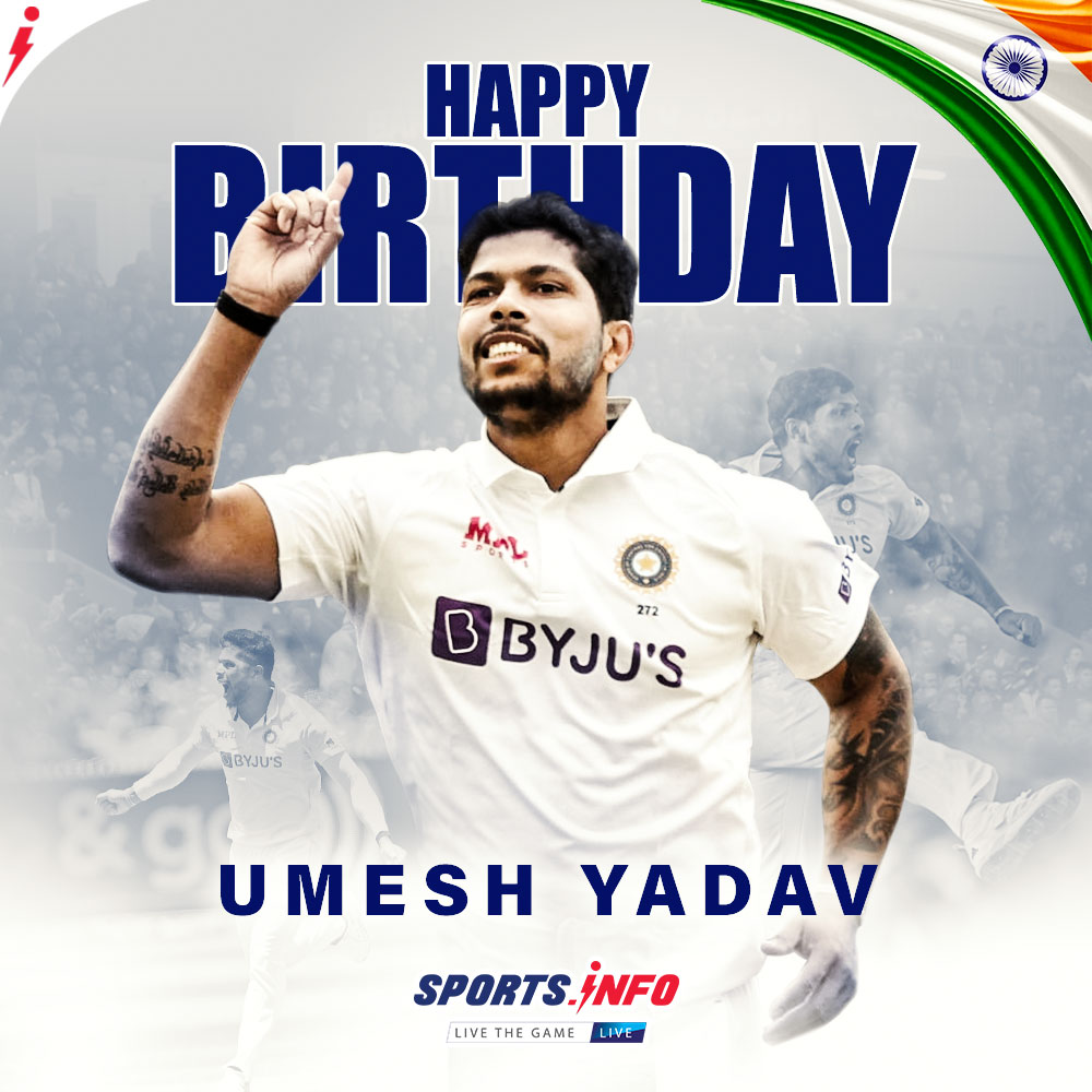 Happy birthday to the India\s speedster Umesh Yadav.     