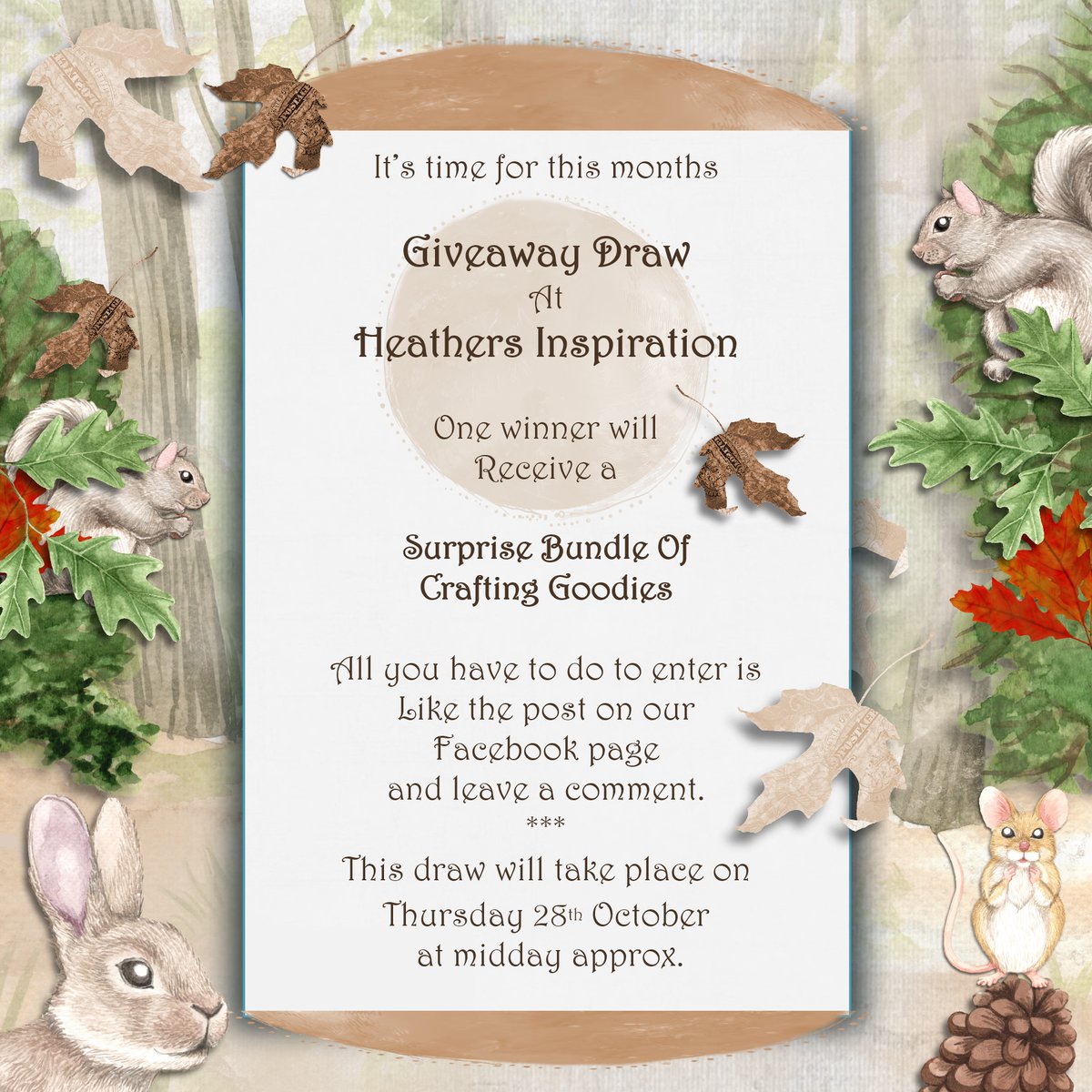 Hea_Inspiration's tweet photo. Fancy winning a free craft bundle? Just pop over to our FB page & see the pinned post there to enter.
https://t.co/WoG8RsCWSh
#win #giveaway #draw #craftbundle #craftgoodies #crafters #uksmallbiz #shopsmalluk #crafturday #craftbuzz #kindness #givingback https://t.co/G1Fx2VYDR9