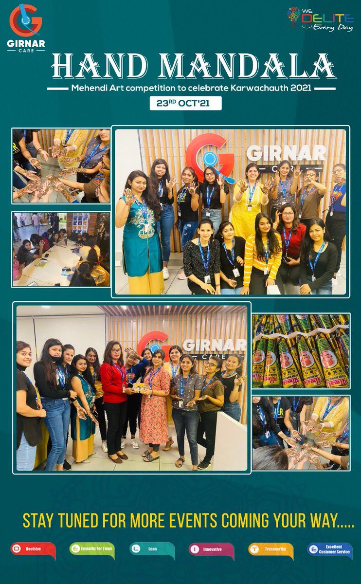 girnarcare's tweet photo. Glimpses of Hand Mandal - #MehendiArt competition from Jaipur office to celebrate #Karvachauth2021.

Congratulations to all the winners.

#LifeAtGirnarCare #karvachauth #LiveIt https://t.co/WUIUkiXUvU