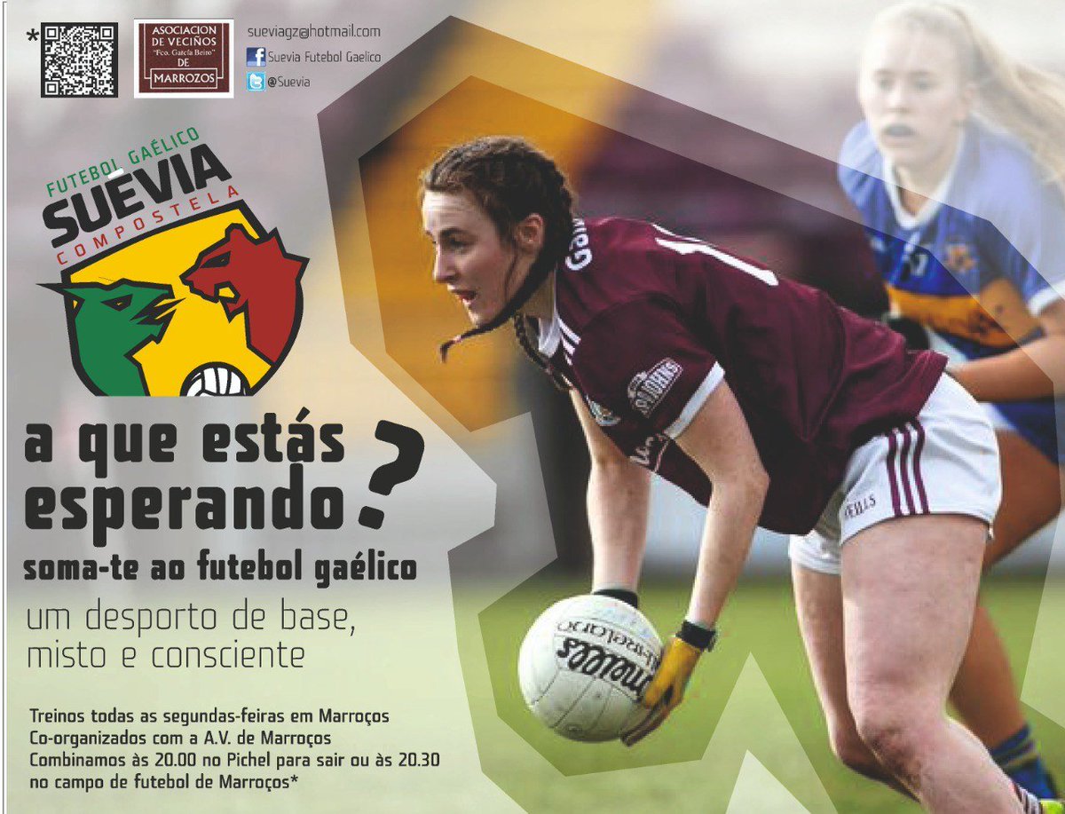 Volvem o treinos da Suévia!
Retomamos a rotina gaélica nas segundas em Marroços.
Beneficia-te física e mentalmente dunha atividade saudável, igualitária e recreativa como é o futebol gaélico.
Treinos SEMPRE abertos!
#desportodebase