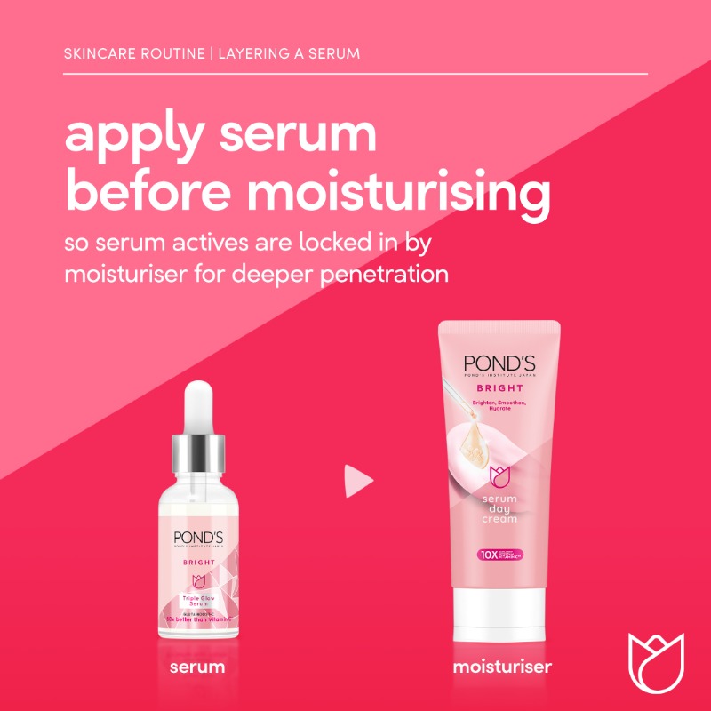 PondsPH's tweet photo. Serums, serums, serums! We all love them, but have you wondered how you can fit the Pond’s Bright Triple Glow Serum into your skincare routine? Swipe to know how! ✨
#MakeItFunMakeItPonds
