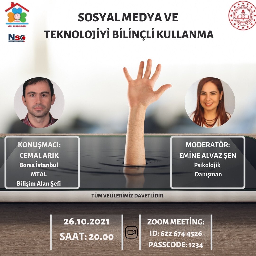✅ Veli Akademisi projesi kapsamında uzmanımız tarafından verilecek olan “Sosyal Medya ve Teknolojinin Bilinçli Kullanımı” konulu ilk seminerimize yarın (26.10.2021) saat 20.00’da davetlisiniz. 
 <a href="/CekmekoyMEM/">Çekmeköy İlçe Millî Eğitim Müdürlüğü</a> <a href="/CekmekoyMEM/">Çekmeköy İlçe Millî Eğitim Müdürlüğü</a> <a href="/burhan131/">Burhan BAYRAK</a> @veliakademileri