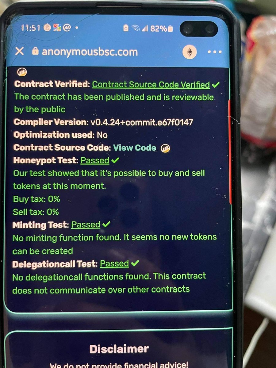 ManayKurdapya's tweet image. I just want to share this details of #SpaceGrime $Grimex from the data in #AnonymousBSC $anon because poocoin have a wrong info..

$Grimex PASSED all criteria at the AnonymousBSC scanner..@spacegrime

Good job! Thanks @BscAnon
#HiddenGem