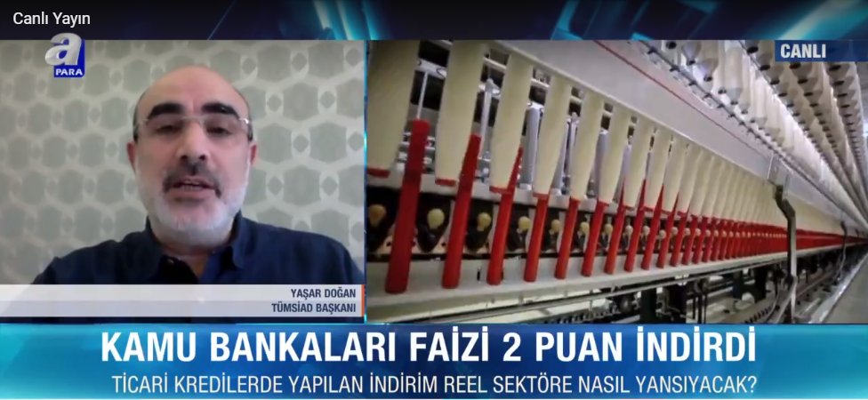 Genel Başkanımız <a href="/YasarDogan__/">Yasar DOGAN</a> :"Faizin düşmesini piyasalara sağlayacağı hareketlilik açısından olumlu buluyoruz. Ayrıca finansmana erişim açısından da katkısı olacaktır."

<a href="/apara_tv/">A Para</a>