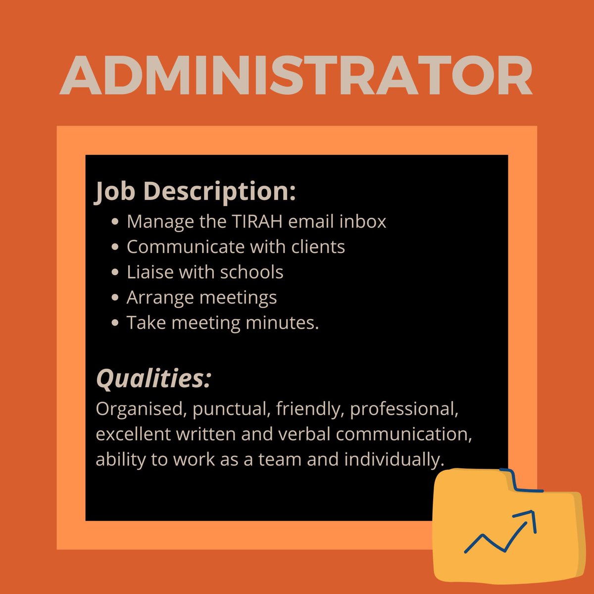 tirahedu's tweet photo. We at TIRAH are proud to announce that we are recruiting! 🗣
If you are looking to continue your support with the TIRAH mission across the schools and beyond, we would love to have you on our team.
If you’re interested, please email info.tirah@gmail.com with a 250-word 1/ https://t.co/6z6hY41ia0