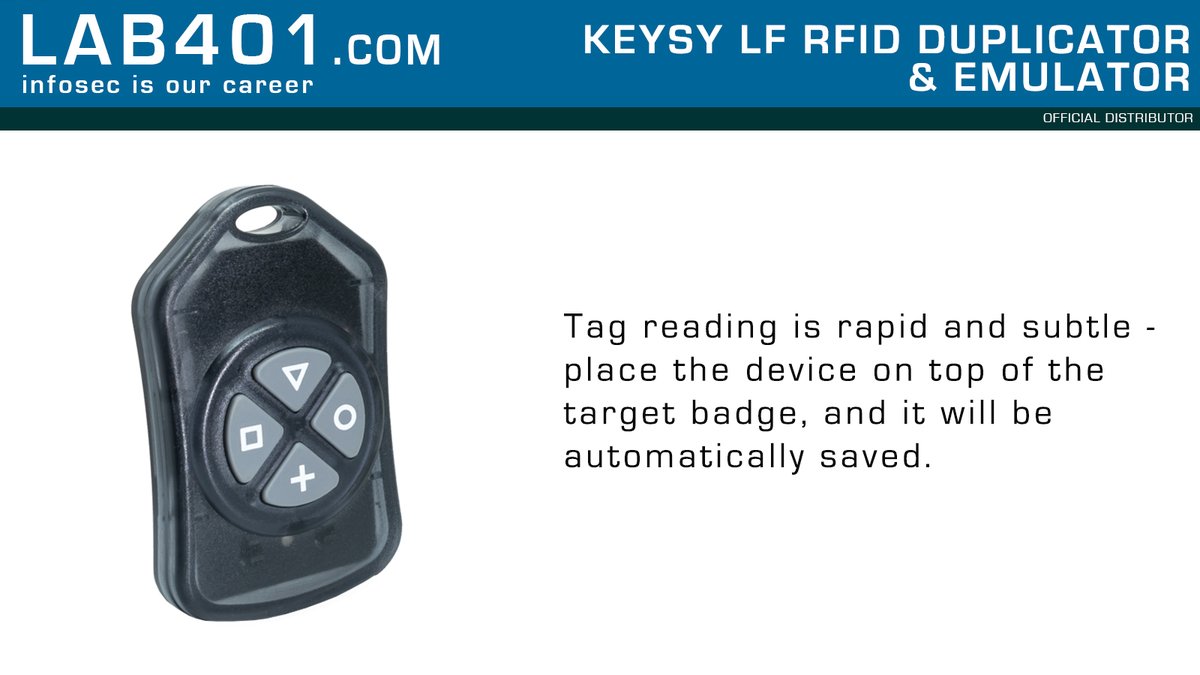 Lab_401's tweet photo. Tag reading is rapid and subtle - place the device on top of the target badge, and it will be automatically saved.
check it out now👉 https://t.co/klsoRS1LfM
#keysy #rfid #emulating #pentesting #infosec #redteam #blueteam #hacking https://t.co/RXTQdhYfbU