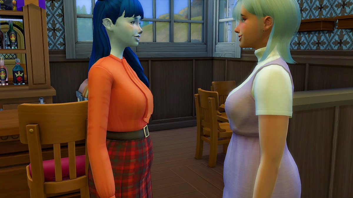 SimsLolo's tweet photo. It took so long to find it but Camille finally met an alien, a cute one on top of that 👀
As always she didn't waste any time 💕

#ts4 #TheSims4 #theoccultbabychallenge https://t.co/ihejPV7Vrr