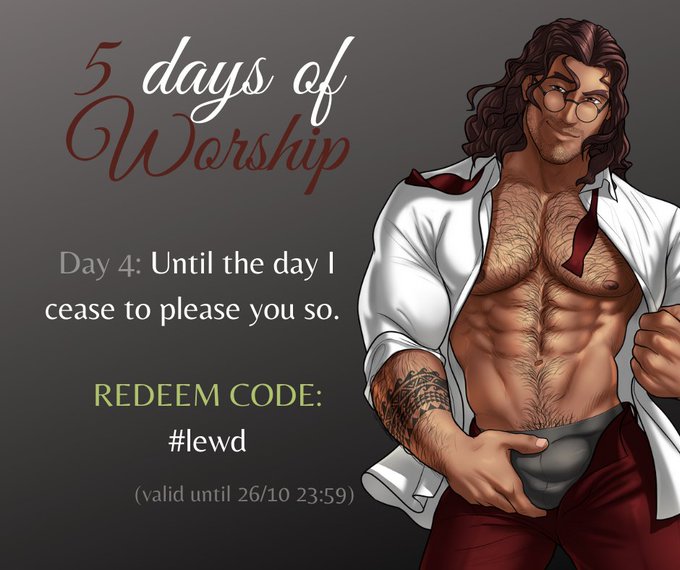 I Worship you every day with pleasure! For Day 4, our safeword is #lewdhentai 

Redeem it before it expires