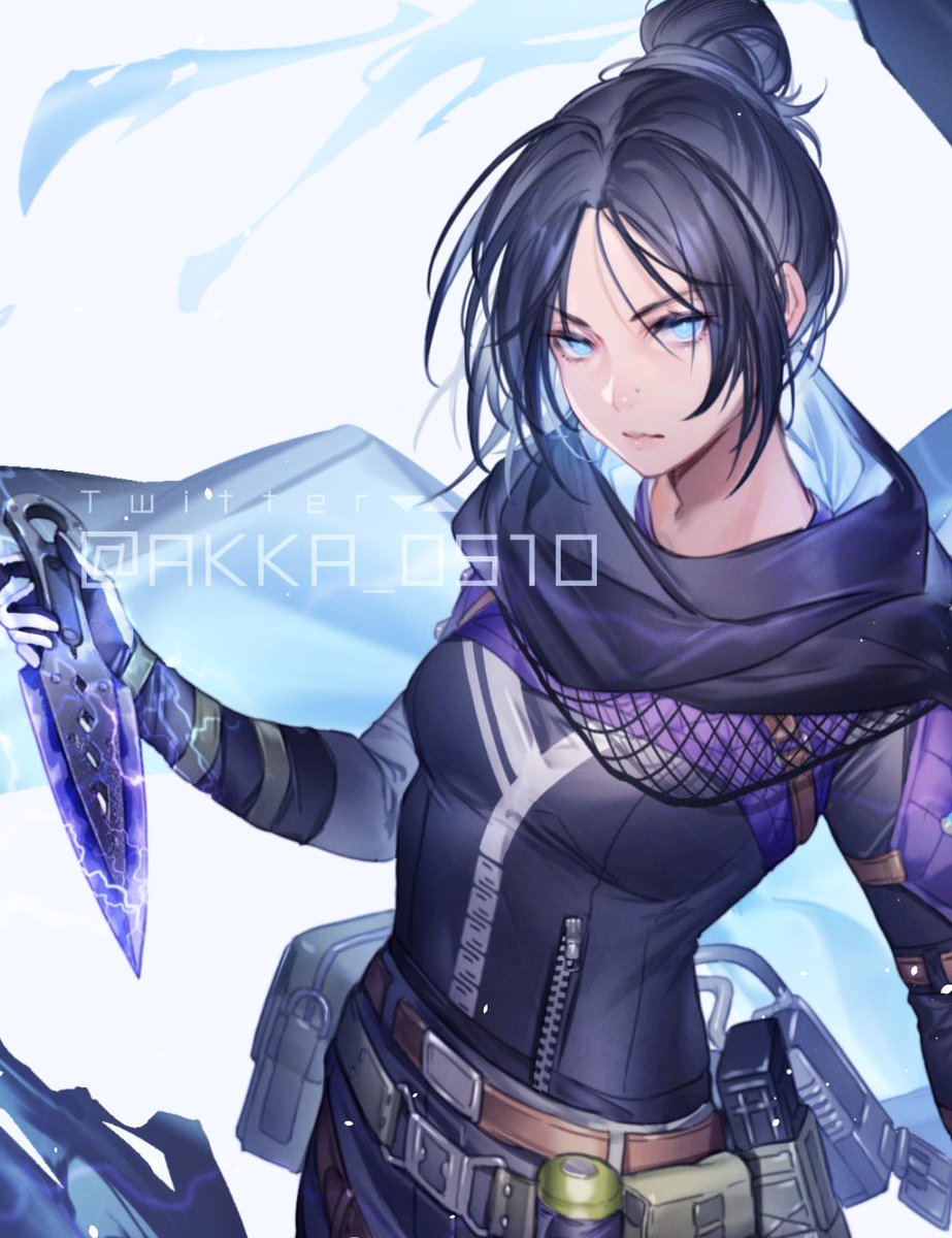 wraith (apex legends) 1girl solo single hair bun animification holding bodysuit weapon  illustration images