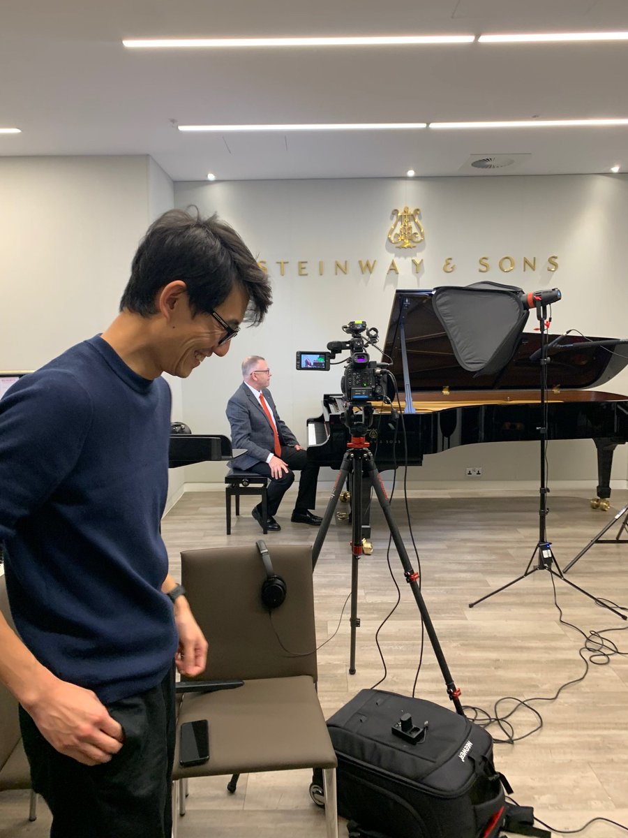 pianistmagazine's tweet photo. Here's a little behind-the-scenes of our team working on some upcoming online piano lessons with @PractisingPiano and @lumierestudios at @SteinwayHall in London 🎹

Are there any specific topics you'd love to see featured? https://t.co/fQ71XshFn9
