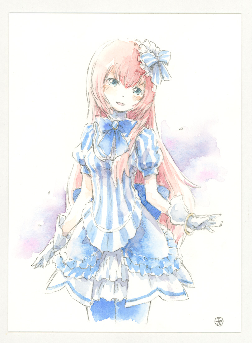巡音ルカ 「フロイラインなルカさん描きました!
薄塗りで絵の具の流れた跡が見える、こんな儚い」|エポキシパテのイラスト