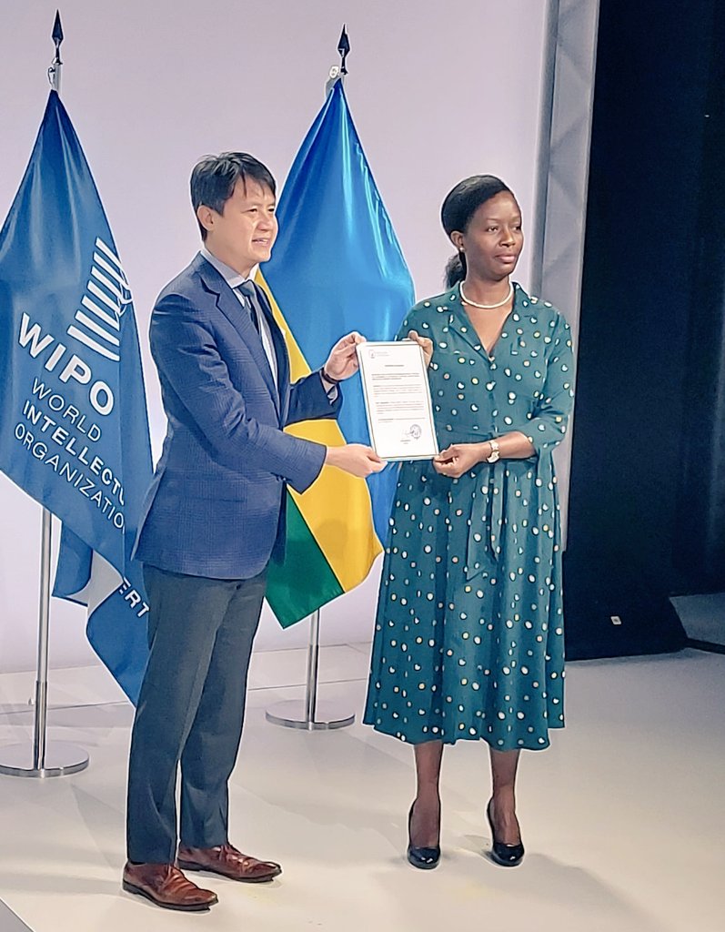 RwandaInGeneva's tweet photo. 1) Today, Amb @MCRwakazina handed over to Mr. Doren Tang, DG of #WIPO the instrument of Rwanda's accession to Marrakesh Treaty to Facilitate Access to Published Works for Persons Who Are Blind, Visually Impaired or Otherwise Print Disabled.@RwandaMFA @RwandaTrade @RwandaLocalGov https://t.co/6b8mfNaATz