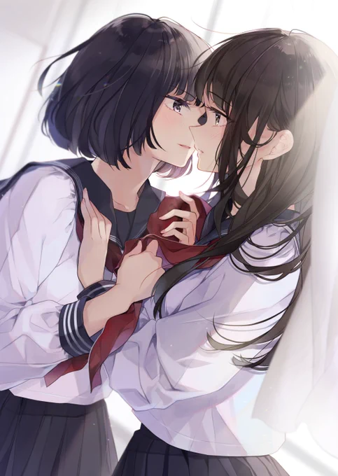 セーラー服と百合は相性良 #今年も残りわずかなので今年一番伸びた絵を貼る見た絵描きさんも強制でやる 