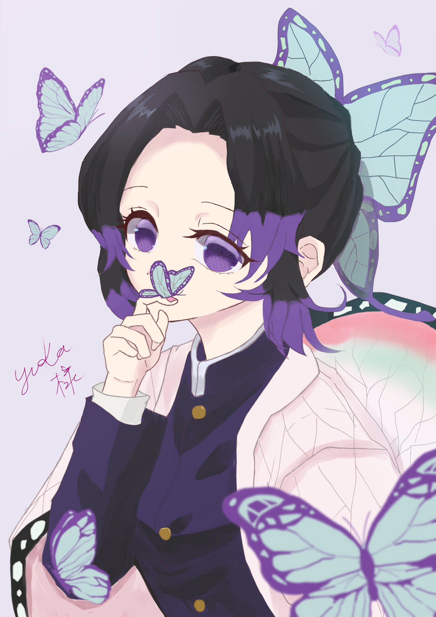菊 イラスト練習中 イラスト初心者 イラスト好きさんと繋がりたい 胡蝶しのぶ 鬼滅の刃イラスト 28 29日目 無償依頼 かっこいい女キャラ をいただいたので胡蝶ちゃん T Co S5di4byozw Twitter