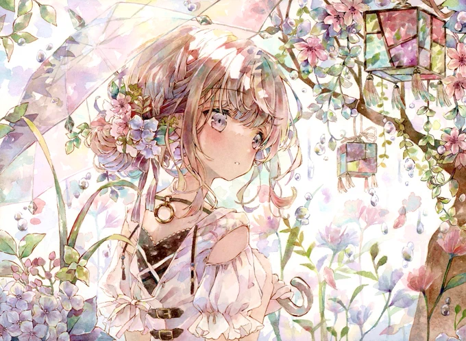 #今年も残りわずかなので今年一番伸びた絵を貼る見た絵描きさんも強制でやる

透明水彩*雨 