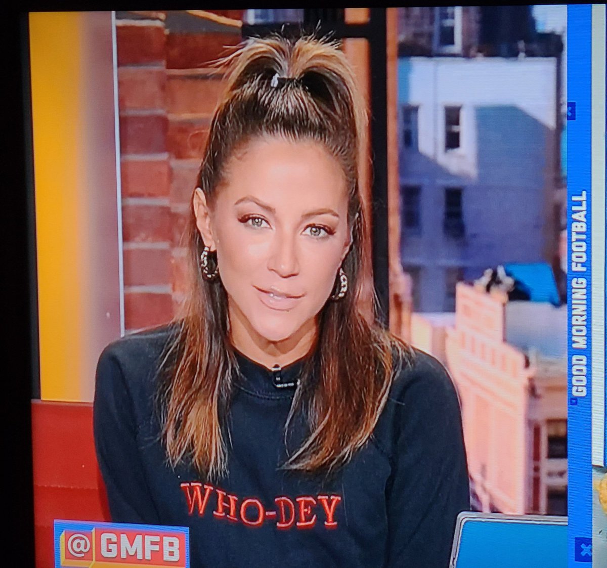WillPhoenix524's tweet photo. If you don't think @heykayadams isn't enjoying herself this morning, think again... #WhoDey https://t.co/cER1uNeCmF
