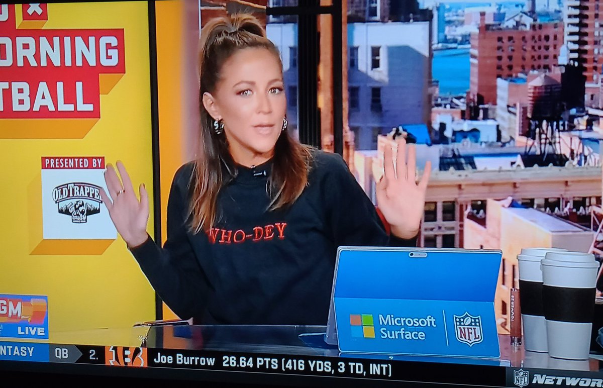 WillPhoenix524's tweet photo. If you don't think @heykayadams isn't enjoying herself this morning, think again... #WhoDey https://t.co/cER1uNeCmF