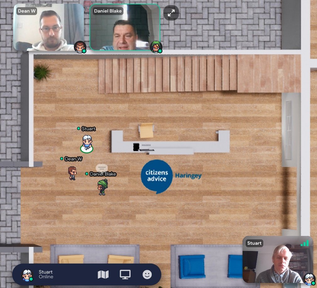 stoopearson's tweet image. Was an honour to be one of the first guests to @HaringeyCAB new virtual office @GatherTownHub. Thanks to @danielblake68 and @DeanWigzell helping learn more about their great #CommunityNavigators work.