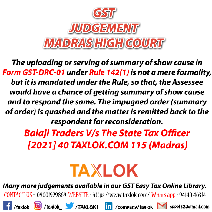 TAXLOK1's tweet photo. Balaji Traders V/s The State Tax Officer 
[2021] 40 https://t.co/L4nrlxQbR4 115 (Madras)
contact us  9001929869
#mastersearch #gstnews #gstupdate #gstindia #gstcouncil #gstupdates #gstlibrary #incometax #incometaxlibrary #taxlibrary #indiantax #tax #taxreturns #TaxRelie #GST https://t.co/ML4mgsBN8s