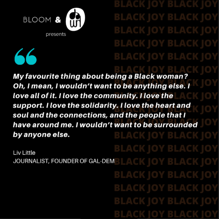 #Day25 of 31 days celebrating Black Joy. Today we hear from Liv Little #BHM 
<a href="/bloomuk/">Bloom</a>
<a href="/mblack_book/">OfficialMillennialBlack</a> 
@thisblackcorner
<a href="/16x9media/">sixteenbynine</a>