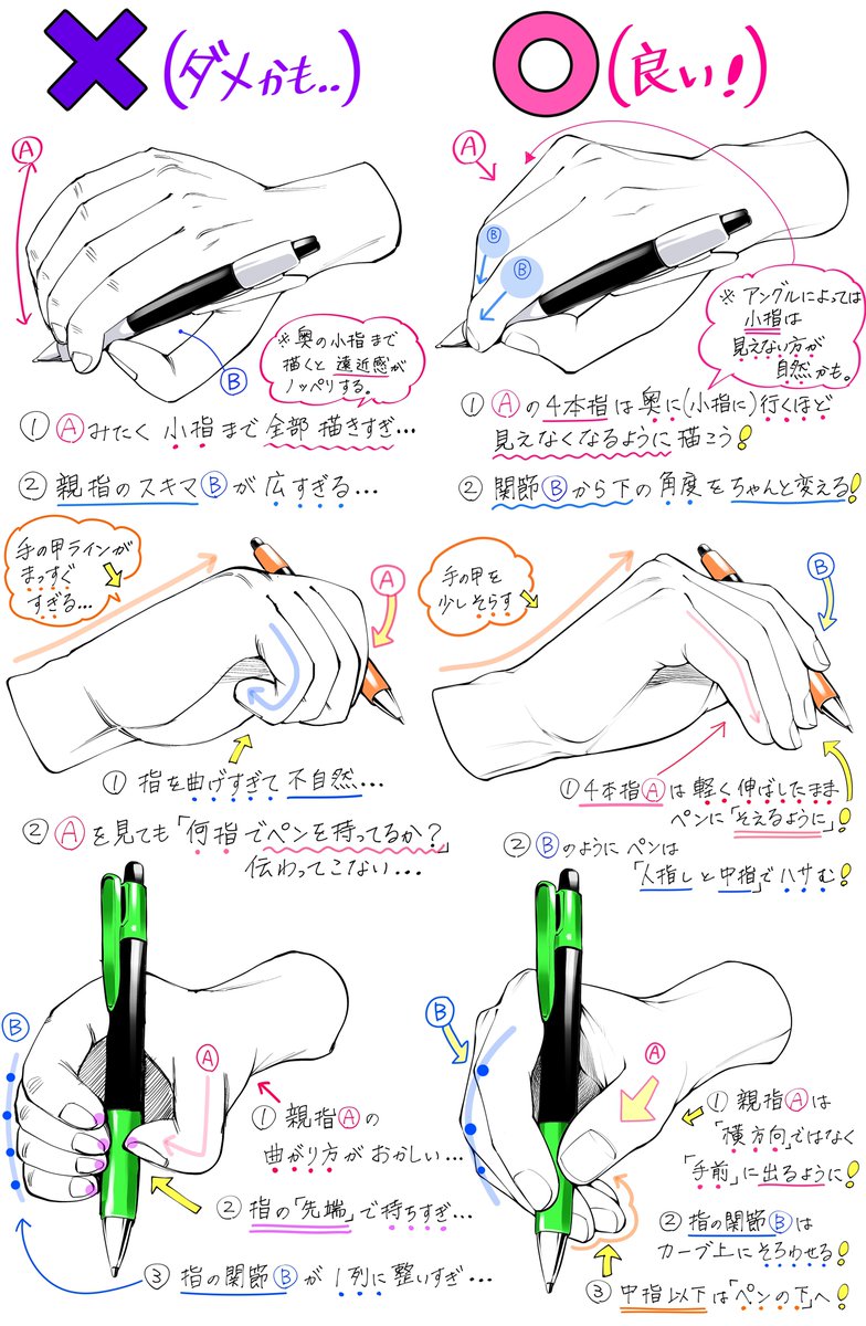 「ペンをにぎる手」⭕️❌描き方講座 