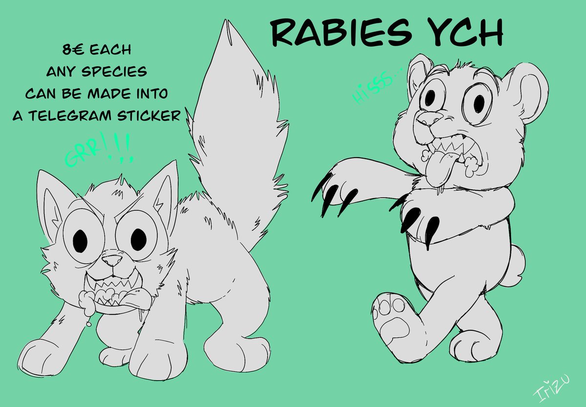OH NO, YOUR SONA HAS RABIES!!

Rabies YCH :D will be lined and flat colored! Can be used as a telegram sticker too ✓ 

RTs are super appreciated! DM me if you're interested!
