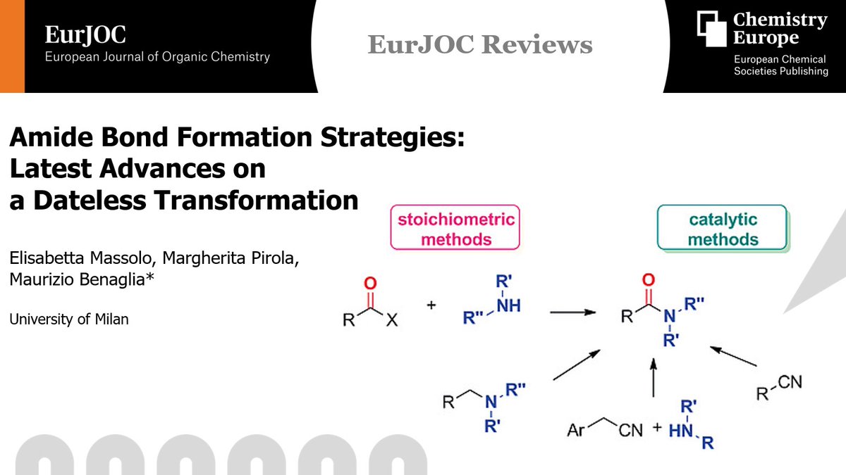 EurJOC (@eurjoc) on Twitter photo Don’t miss this #EurJOCReview discussing recent advances in the area of amide synthesis by <a href="/BenagliaLab/">Benaglia Group</a> (<a href="/LaStatale/">Università degli Studi di Milano</a>)!
👉bit.ly/3AFlHe5 Don’t miss this #EurJOCReview discussing recent advances in the area of amide synthesis by <a href="/BenagliaLab/">Benaglia Group</a> (<a href="/LaStatale/">Università degli Studi di Milano</a>)!
👉bit.ly/3AFlHe5