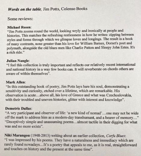 DorsetWriter's tweet photo. #JimPotts #NewBook #AdvanceNotice #PreOrder #WordsOnTheTable #ColensoBooks @DurrellSociety @CorfuArts @BarnesSociety @hardysociety @byron_society @ByronSociety
WORDS ON THE TABLE - laying my cards on the table!
Watch this space for a special pre-order offer for my new book! https://t.co/yFceqt5Xrr