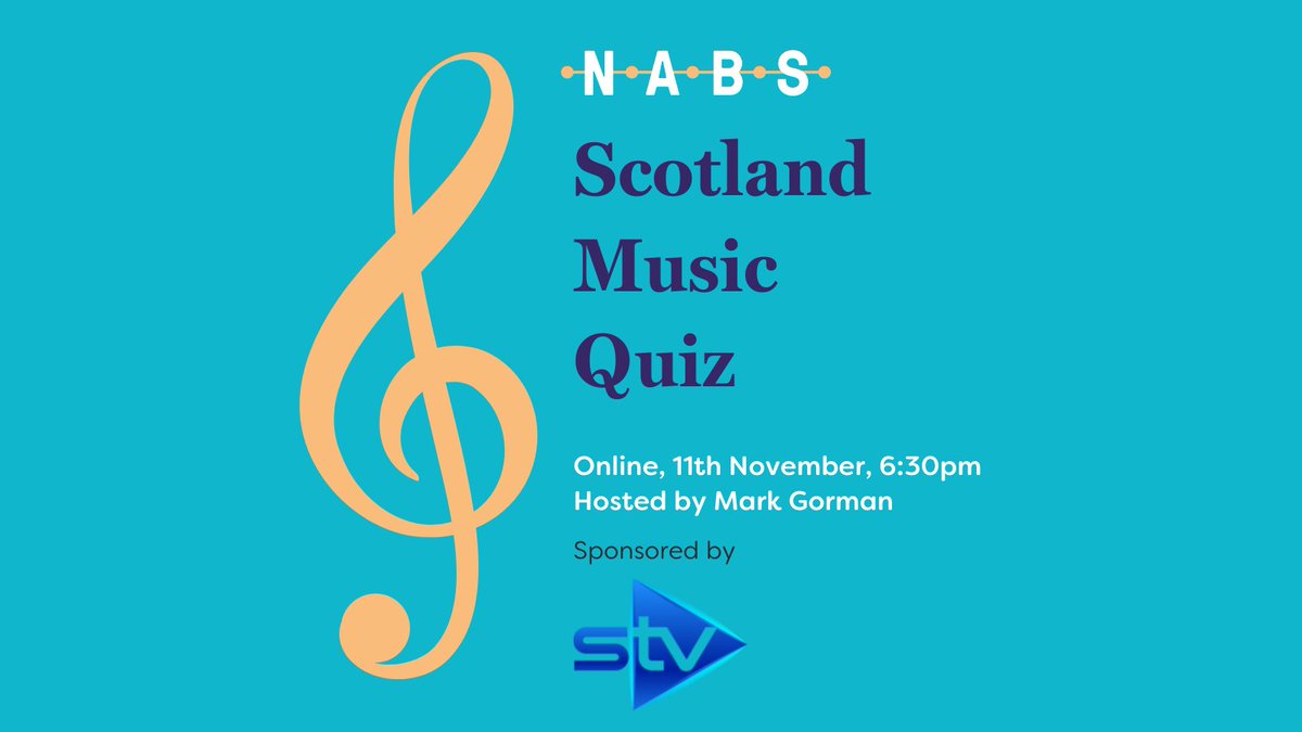 NABS_UK's tweet image. It’s the return of our much-loved NABS Scotland Music Quiz, kindly sponsored by @WeAreSTV 

If you know your Yazz from your Jazz then get a team together and join us at this virtual quiz fundraiser, hosted by @markagorman Chairman, NABS Scotland.

Sign up: nabs.org.uk/event/scotland…