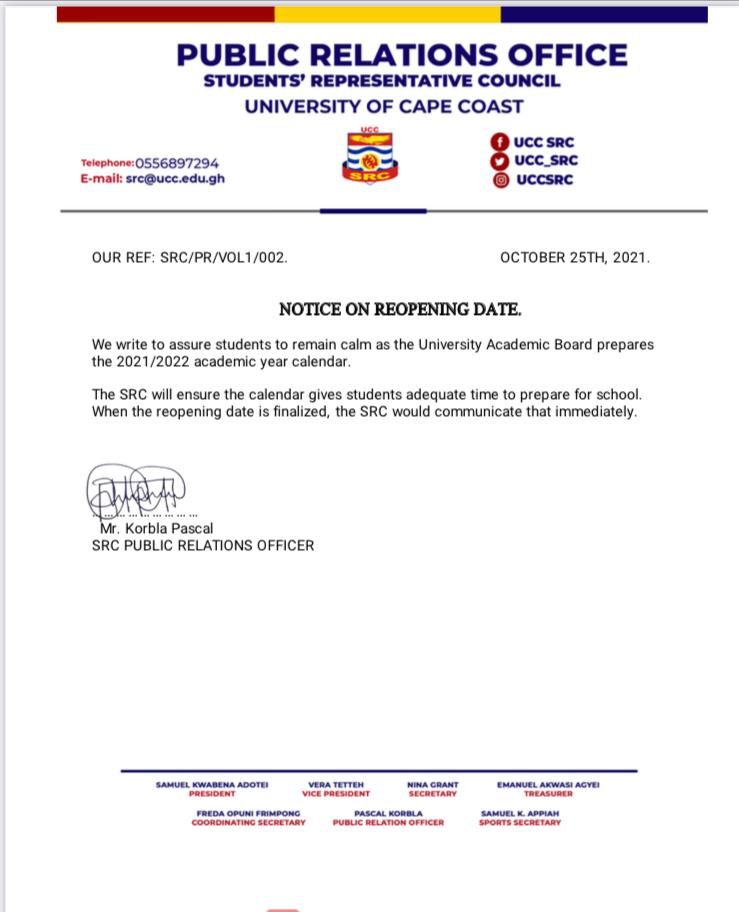 Kindly take note. We shall communicate the date immediately after the academic board finished work on the 2021/2022 calendar