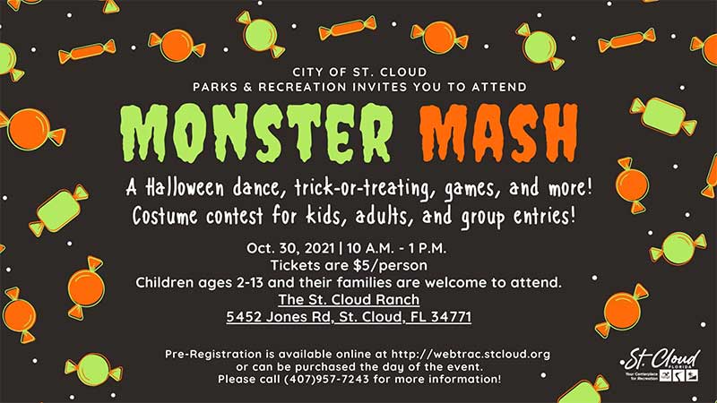 positiveosceola's tweet photo. Itโs a mashโฆ. itโs the Monster Mashโฆ a Monster mash โ itโs a graveyard smash! AND itโs a Halloween dance, filled with trick-or-treating, games and much much more on Saturday October 30 at the St. Cloud Ranch! https://t.co/2HTiaNfbLj
#MonsterMash #StCloudHalloween #StCloudEvents https://t.co/bvHHbuEpZU