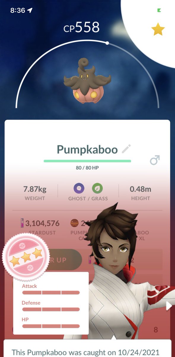 spruesnstuds's tweet photo. Yesterday was a busy day too! #hundo pumpkin caught, 3 shinies caught, and three 98% Darkrai’s caught. For some reason that 2136IV always seems to elude me…#shinypokemon #pokemongo https://t.co/gNlER5wNt8